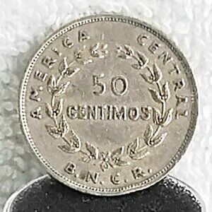 Circulated 1948 Costa Rica 50 Centimos Republica... Coin Made of Copper/Nickel!!